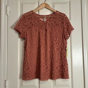 PerSeption Concept Lace Blouse in Warm Rust